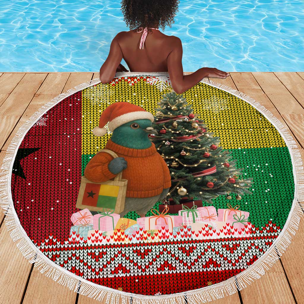 Guinea Bissau Christmas Beach Blanket Santa Penguin Christmas Tree and Snowflake - African Pride