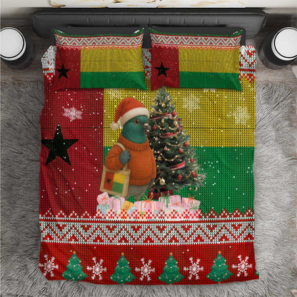 Guinea Bissau Christmas Bedding Set Santa Penguin Christmas Tree and Snowflake - African Pride