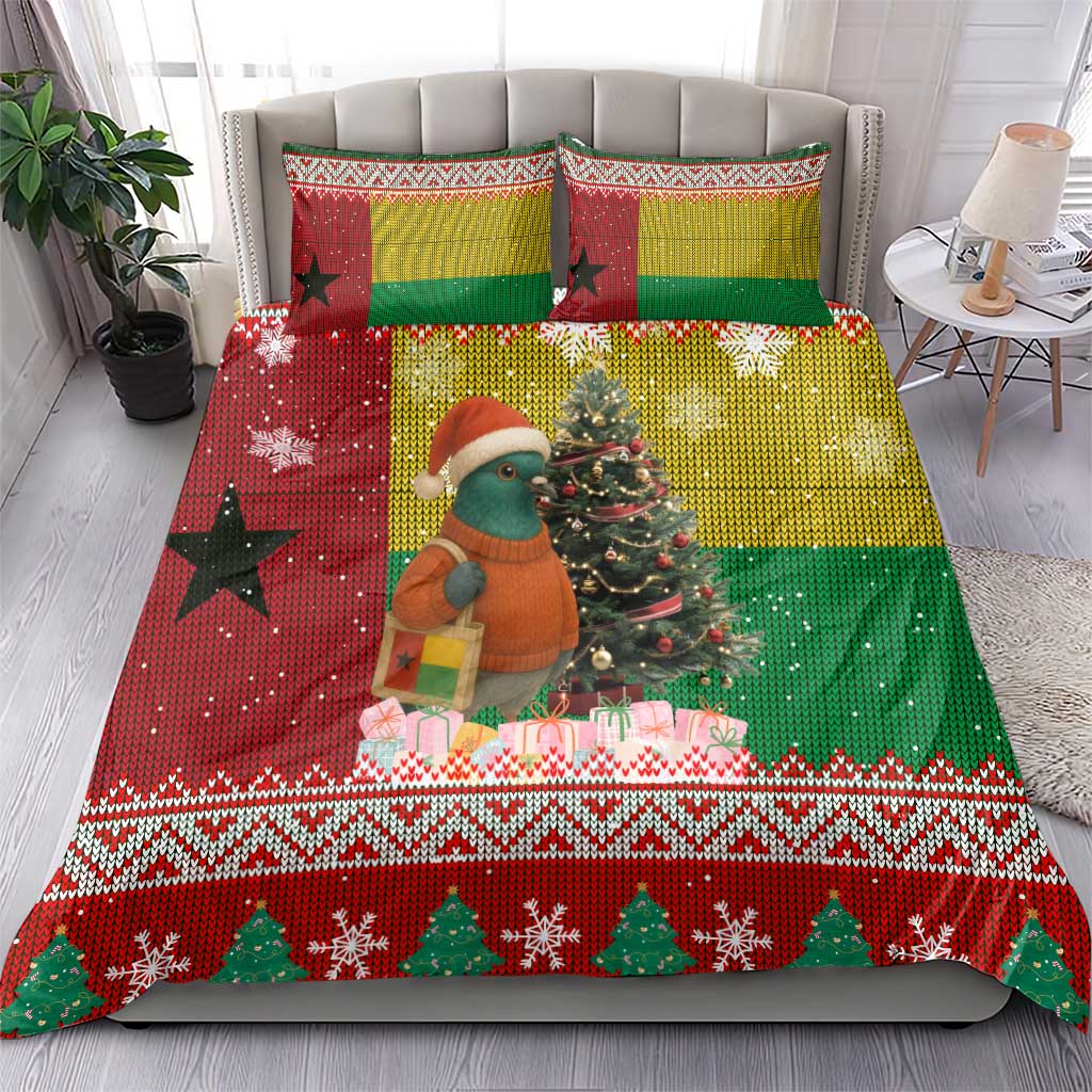 Guinea Bissau Christmas Bedding Set Santa Penguin Christmas Tree and Snowflake - African Pride
