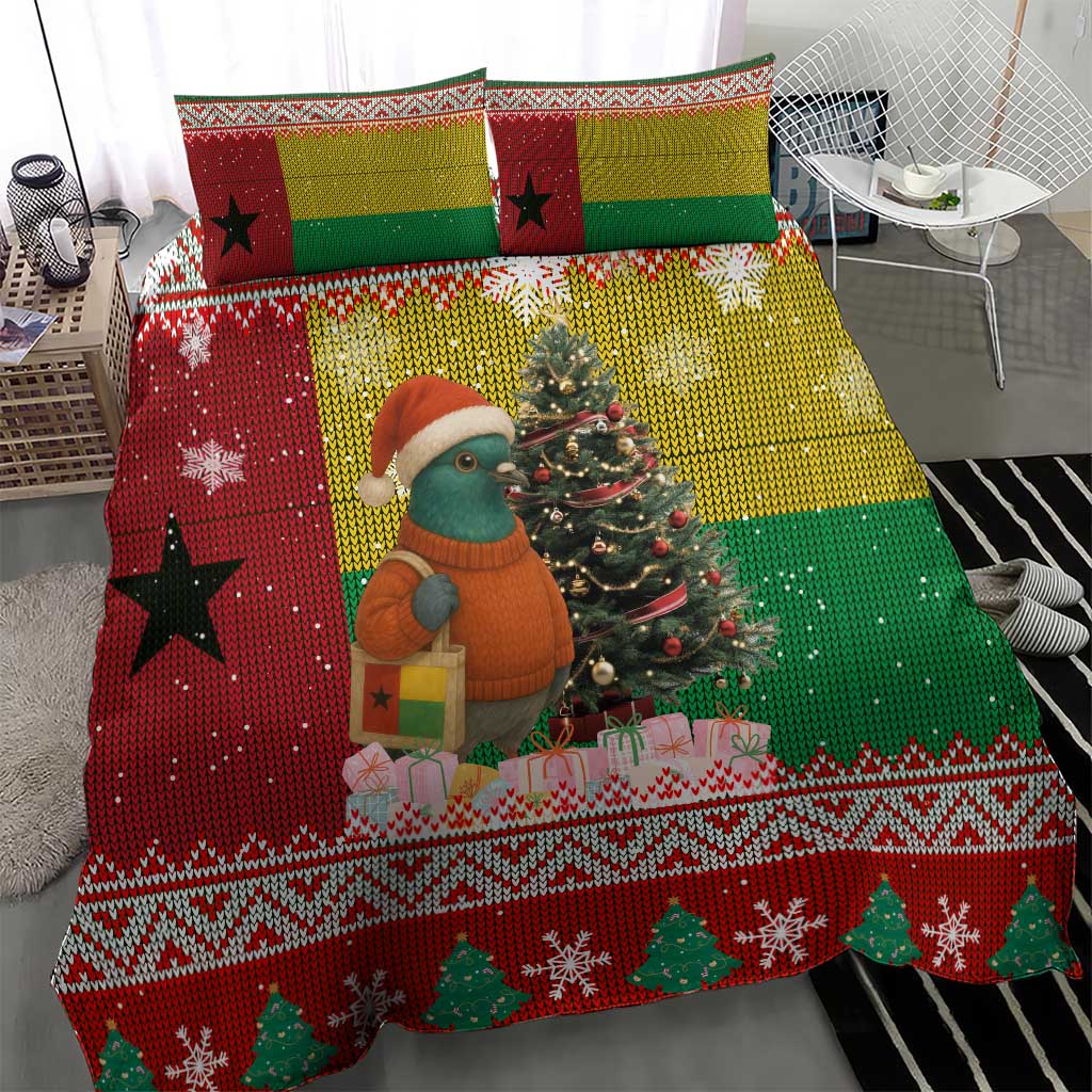 Guinea Bissau Christmas Bedding Set Santa Penguin Christmas Tree and Snowflake - African Pride