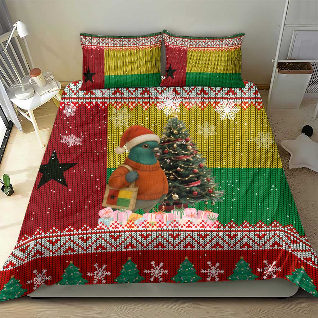 Guinea Bissau Christmas Bedding Set Santa Penguin Christmas Tree and Snowflake - African Pride