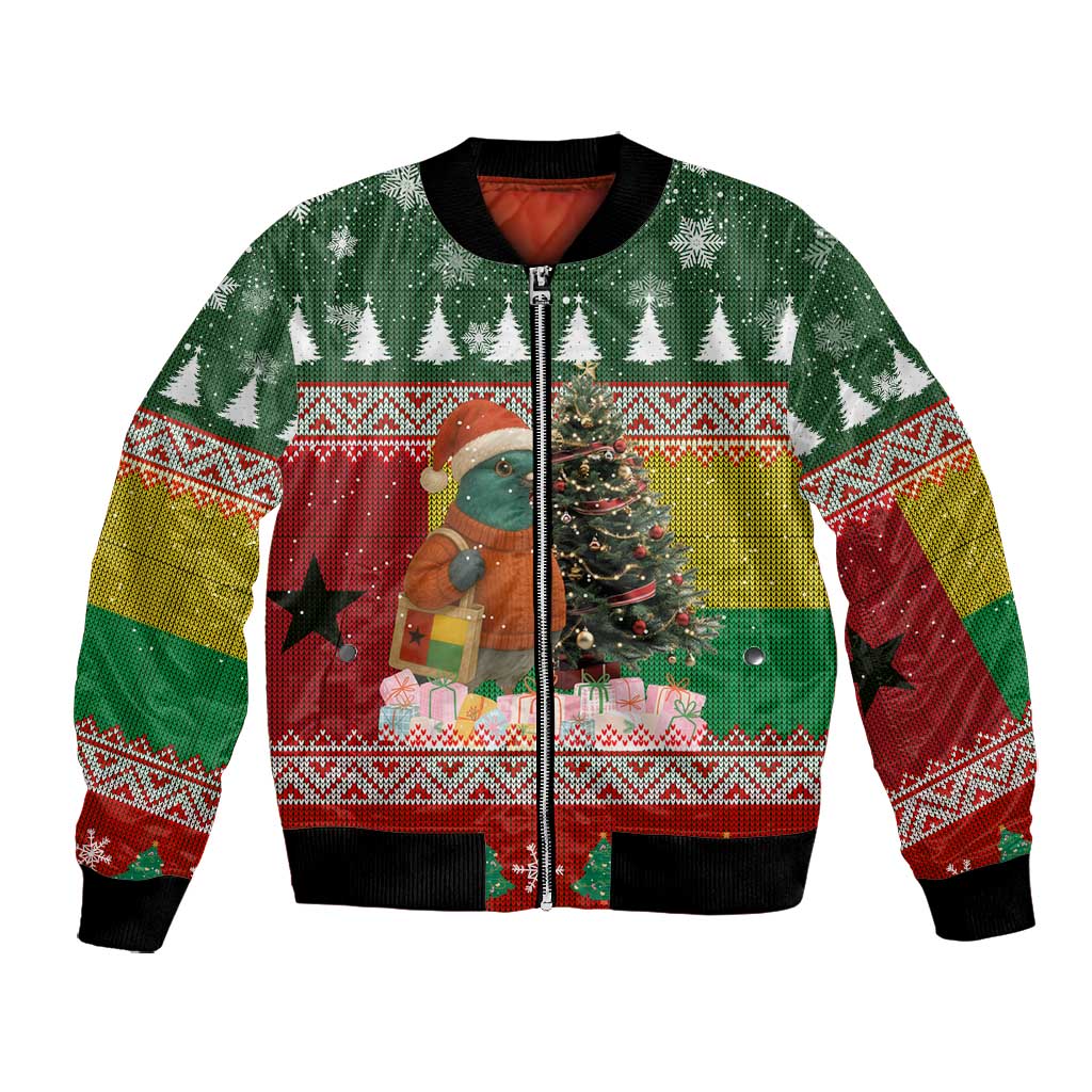 Guinea Bissau Christmas Bomber Jacket Santa Penguin Christmas Tree and Snowflake - African Pride