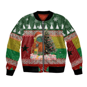 Guinea Bissau Christmas Bomber Jacket Santa Penguin Christmas Tree and Snowflake - African Pride