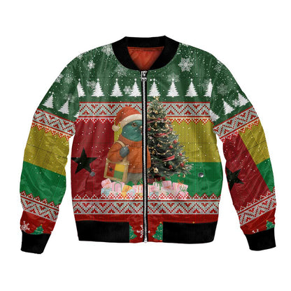 Guinea Bissau Christmas Bomber Jacket Santa Penguin Christmas Tree and Snowflake - African Pride