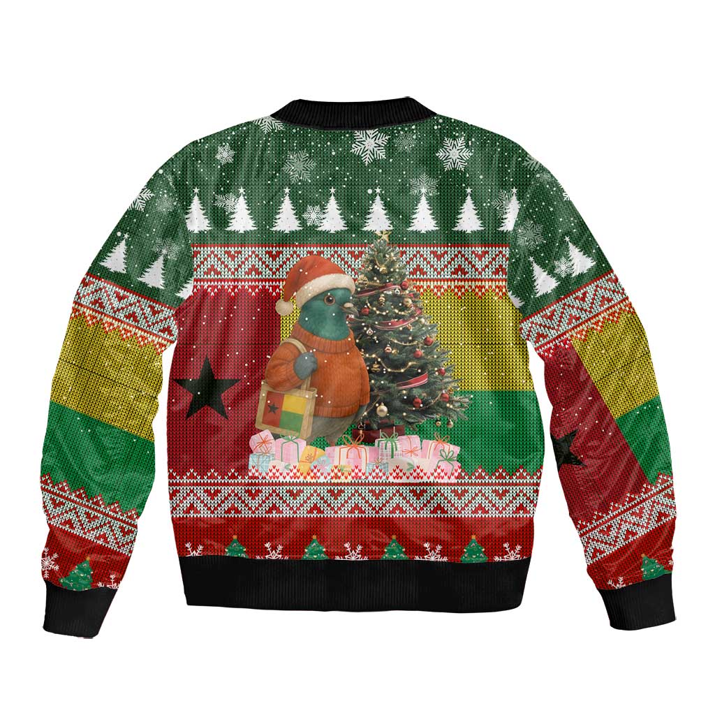 Guinea Bissau Christmas Bomber Jacket Santa Penguin Christmas Tree and Snowflake - African Pride