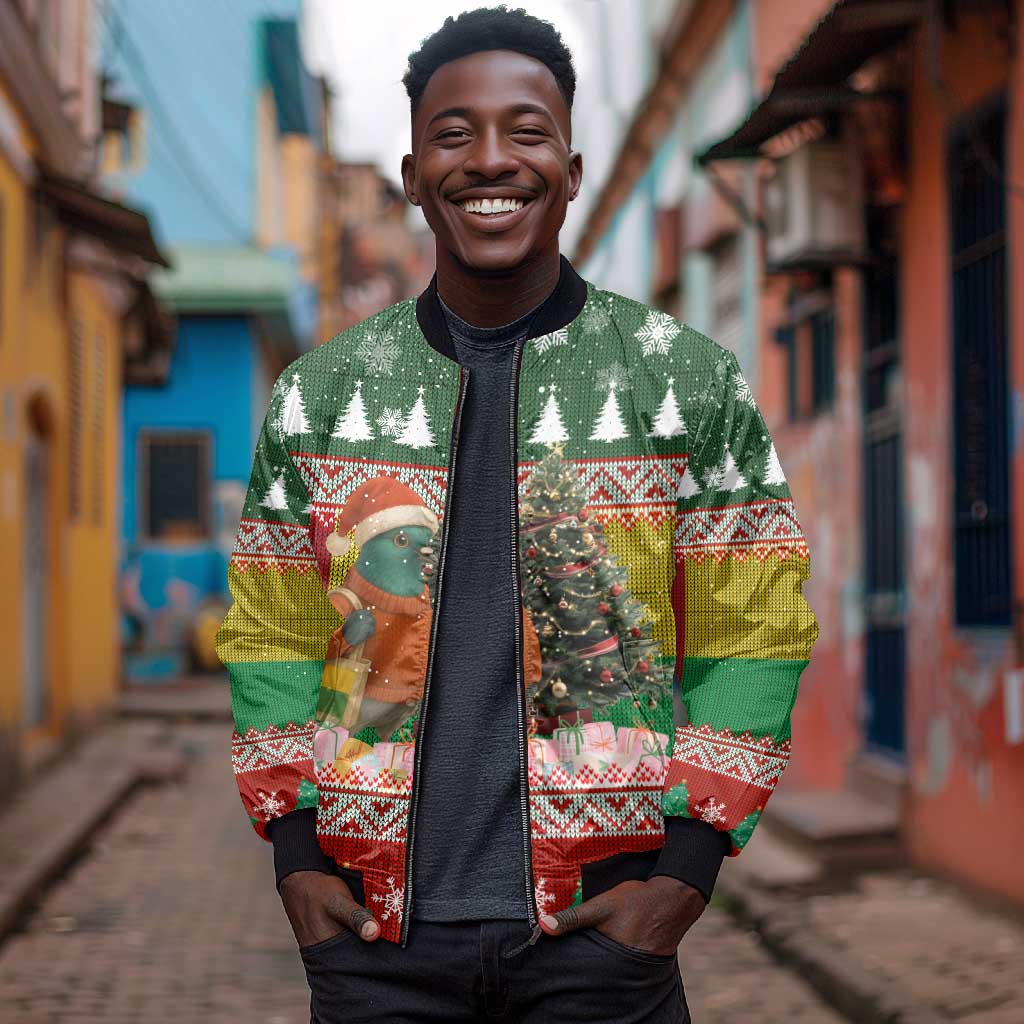 Guinea Bissau Christmas Bomber Jacket Santa Penguin Christmas Tree and Snowflake - African Pride