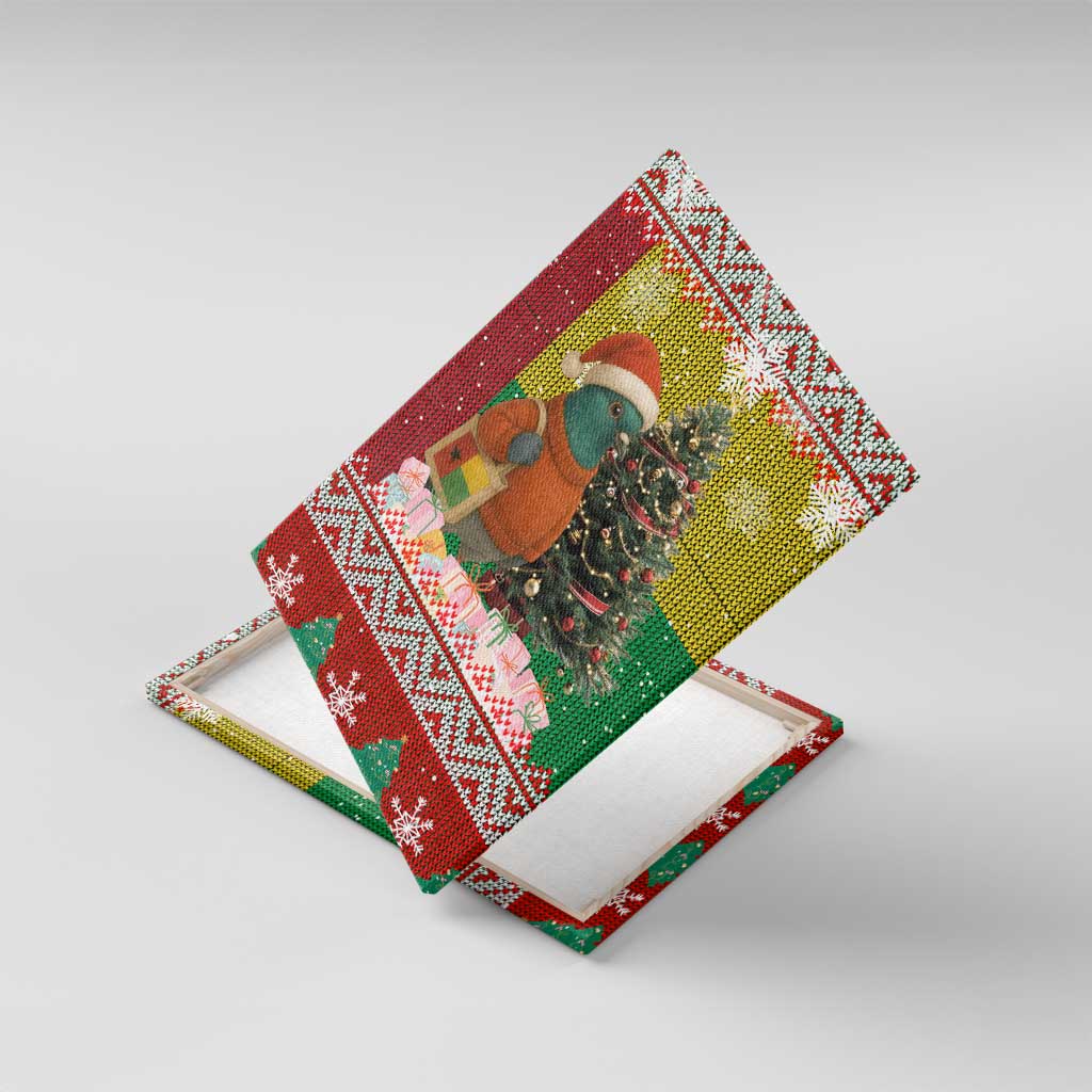 Guinea Bissau Christmas Canvas Wall Art Santa Penguin Christmas Tree and Snowflake - African Pride