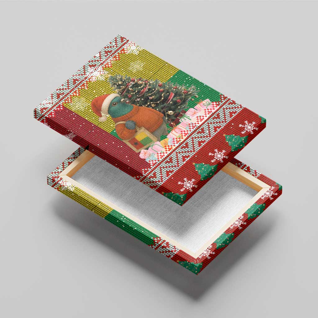Guinea Bissau Christmas Canvas Wall Art Santa Penguin Christmas Tree and Snowflake - African Pride