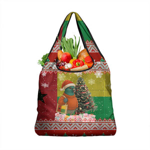 Guinea Bissau Christmas Grocery Bag Santa Penguin Christmas Tree and Snowflake - African Pride