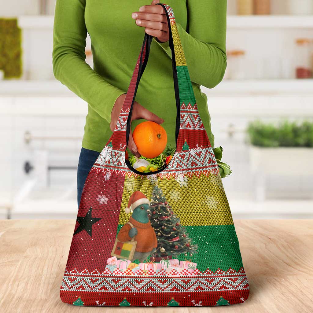 Guinea Bissau Christmas Grocery Bag Santa Penguin Christmas Tree and Snowflake - African Pride