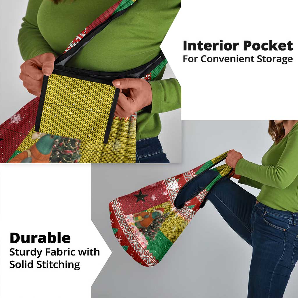 Guinea Bissau Christmas Grocery Bag Santa Penguin Christmas Tree and Snowflake - African Pride