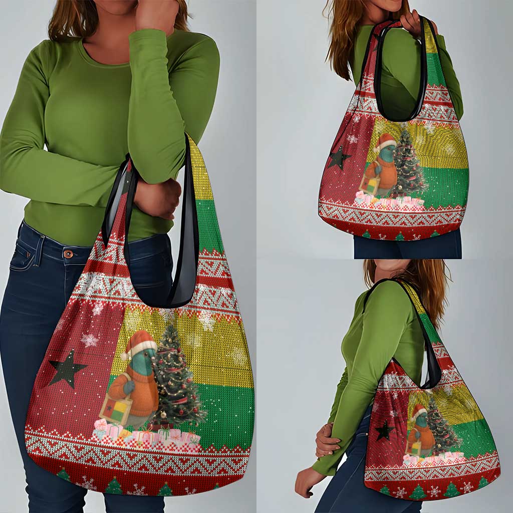 Guinea Bissau Christmas Grocery Bag Santa Penguin Christmas Tree and Snowflake - African Pride