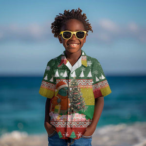 Guinea Bissau Christmas Kid Hawaiian Shirt Santa Penguin Christmas Tree and Snowflake - African Pride