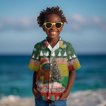 Guinea Bissau Christmas Kid Hawaiian Shirt Santa Penguin Christmas Tree and Snowflake - African Pride