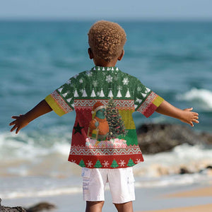 Guinea Bissau Christmas Kid Hawaiian Shirt Santa Penguin Christmas Tree and Snowflake - African Pride