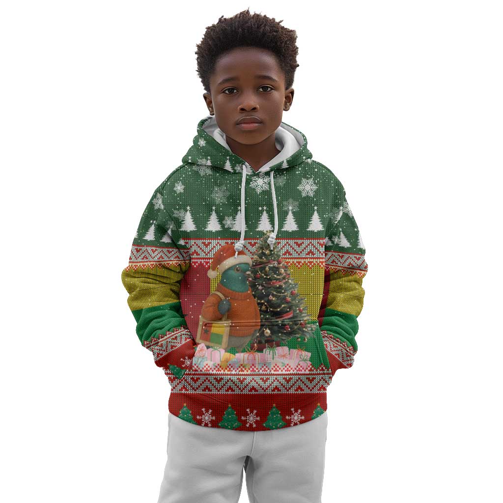 Guinea Bissau Christmas Kid Hoodie Santa Penguin Christmas Tree and Snowflake - African Pride