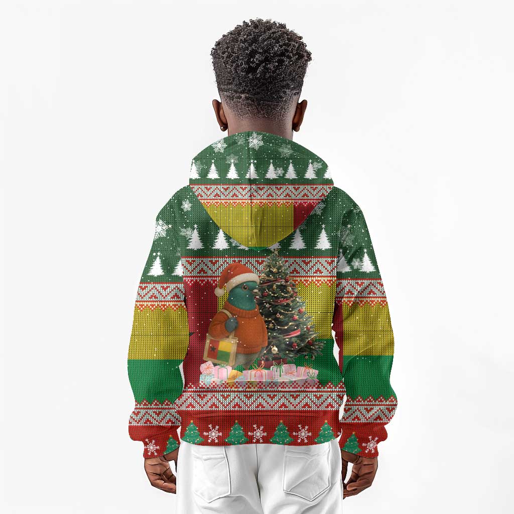 Guinea Bissau Christmas Kid Hoodie Santa Penguin Christmas Tree and Snowflake - African Pride