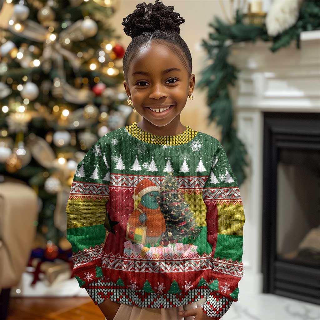 Guinea Bissau Christmas Kid Ugly Christmas Sweater Santa Penguin Christmas Tree and Snowflake - African Pride