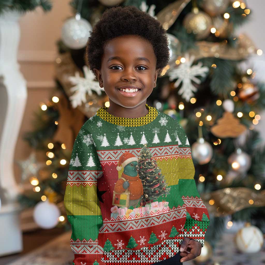 Guinea Bissau Christmas Kid Ugly Christmas Sweater Santa Penguin Christmas Tree and Snowflake - African Pride