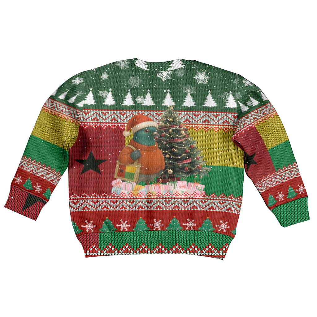 Guinea Bissau Christmas Kid Ugly Christmas Sweater Santa Penguin Christmas Tree and Snowflake - African Pride