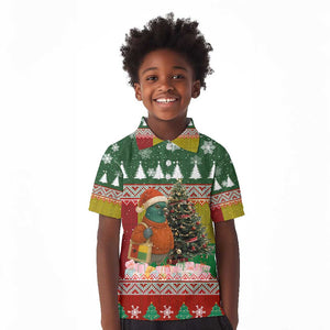 Guinea Bissau Christmas Kid Polo Shirt Santa Penguin Christmas Tree and Snowflake - African Pride
