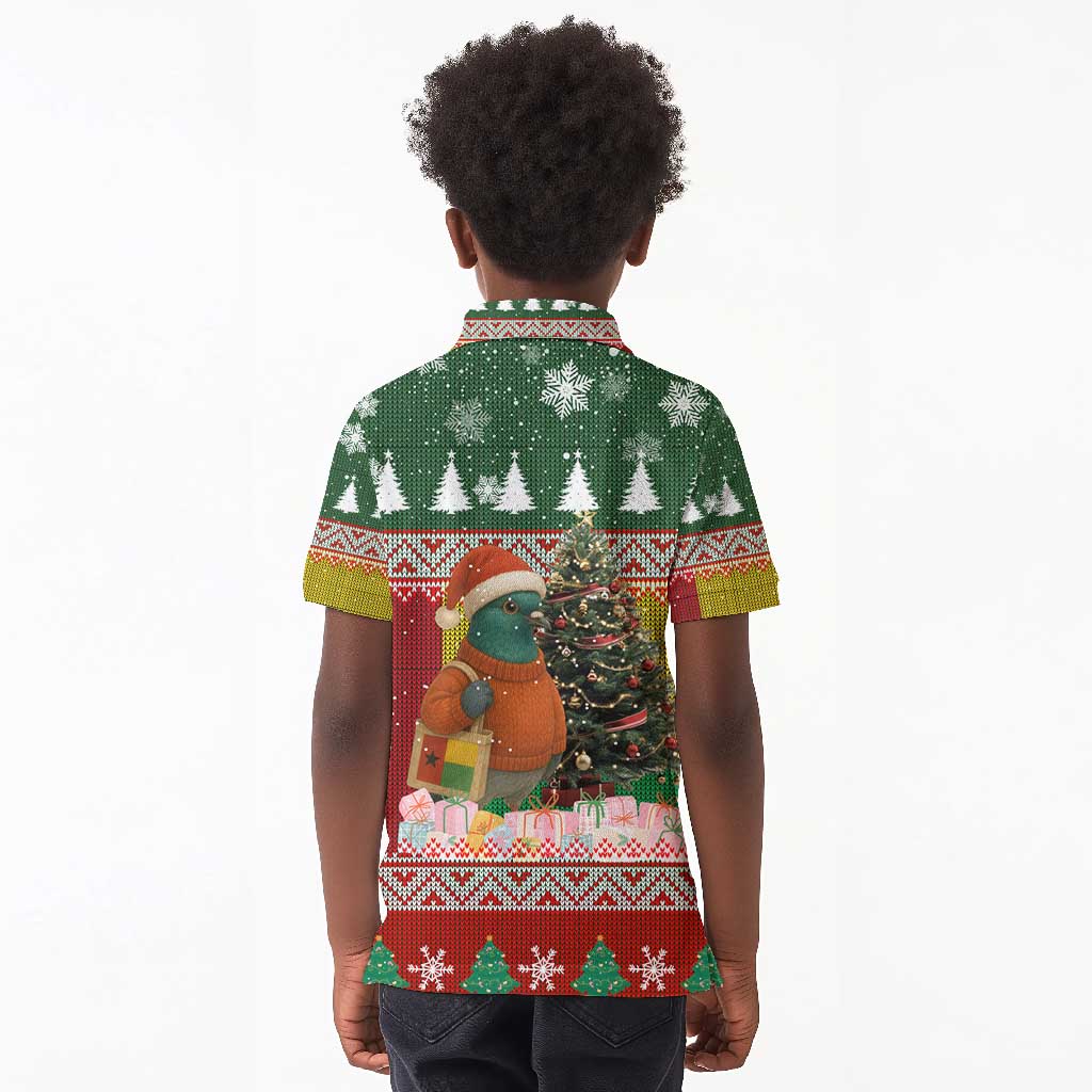 Guinea Bissau Christmas Kid Polo Shirt Santa Penguin Christmas Tree and Snowflake - African Pride