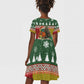 Guinea Bissau Christmas Kid Short Sleeve Dress Santa Penguin Christmas Tree and Snowflake - African Pride