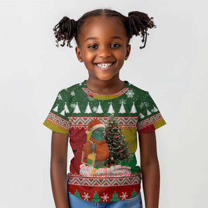 Guinea Bissau Christmas Kid T shirt Santa Penguin Christmas Tree and Snowflake - African Pride
