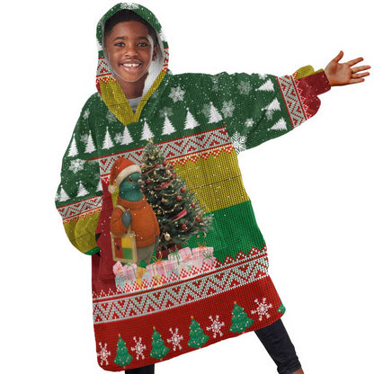 Guinea Bissau Christmas Kid Wearable Blanket Hoodie Santa Penguin Christmas Tree and Snowflake - African Pride
