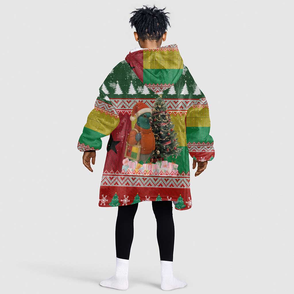 Guinea Bissau Christmas Kid Wearable Blanket Hoodie Santa Penguin Christmas Tree and Snowflake - African Pride