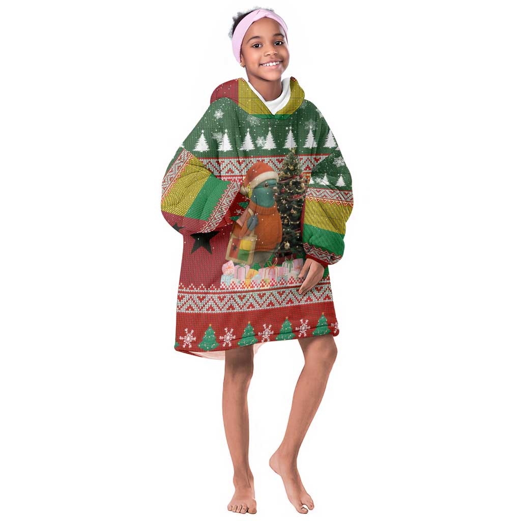 Guinea Bissau Christmas Kid Wearable Blanket Hoodie Santa Penguin Christmas Tree and Snowflake - African Pride