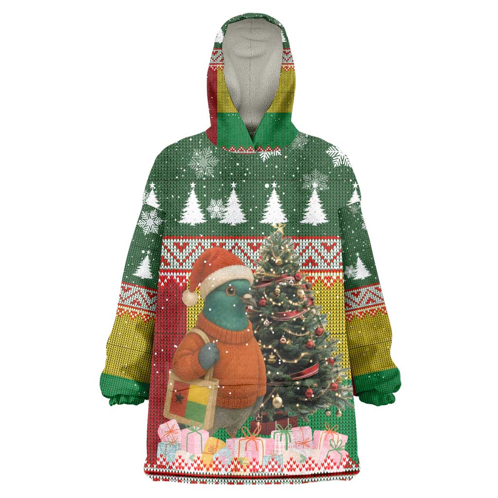 Guinea Bissau Christmas Kid Wearable Blanket Hoodie Santa Penguin Christmas Tree and Snowflake - African Pride