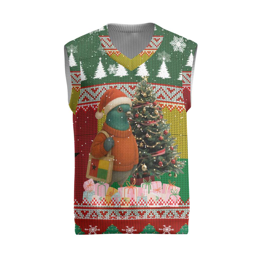 Guinea Bissau Christmas Knitted V-Neck Vest Santa Penguin Christmas Tree and Snowflake - African Pride