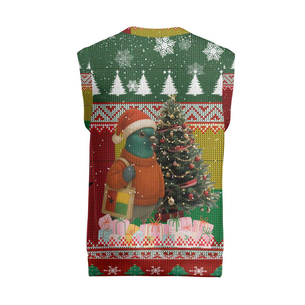 Guinea Bissau Christmas Knitted V-Neck Vest Santa Penguin Christmas Tree and Snowflake - African Pride