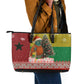 Guinea Bissau Christmas Leather Tote Bag Santa Penguin Christmas Tree and Snowflake - African Pride