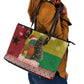 Guinea Bissau Christmas Leather Tote Bag Santa Penguin Christmas Tree and Snowflake - African Pride