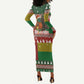 Guinea Bissau Christmas Long Sleeve Bodycon Dress Santa Penguin Christmas Tree and Snowflake - African Pride