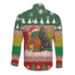 Guinea Bissau Christmas Long Sleeve Button Shirt Santa Penguin Christmas Tree and Snowflake - African Pride