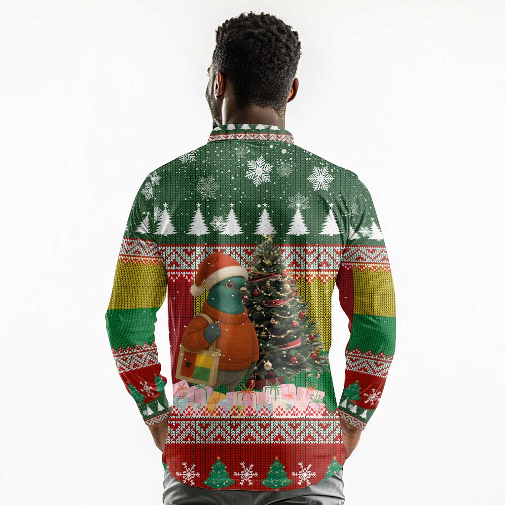Guinea Bissau Christmas Long Sleeve Polo Shirt Santa Penguin Christmas Tree and Snowflake - African Pride