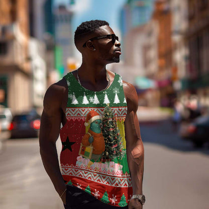 Guinea Bissau Christmas Men Tank Top Santa Penguin Christmas Tree and Snowflake - African Pride