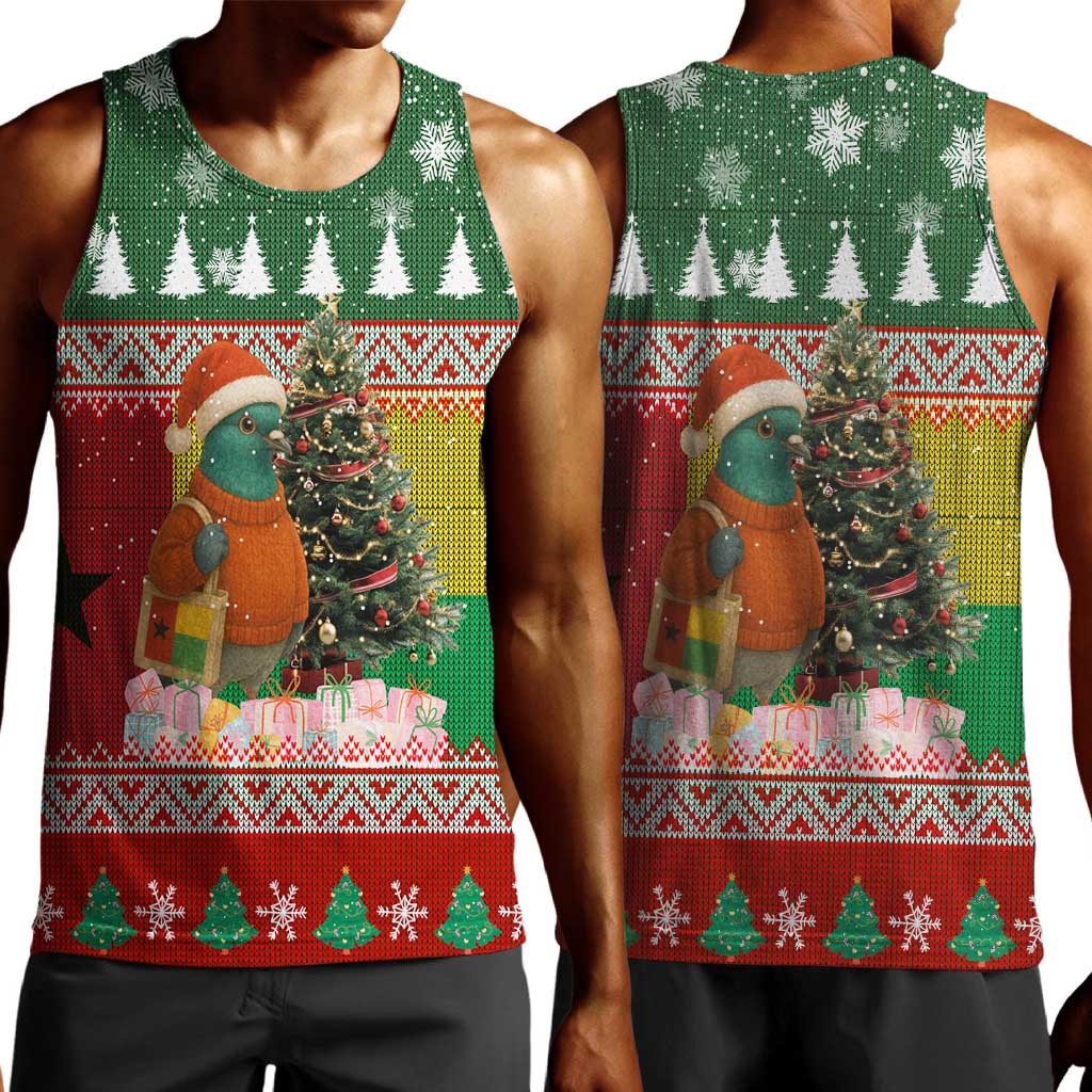 Guinea Bissau Christmas Men Tank Top Santa Penguin Christmas Tree and Snowflake - African Pride