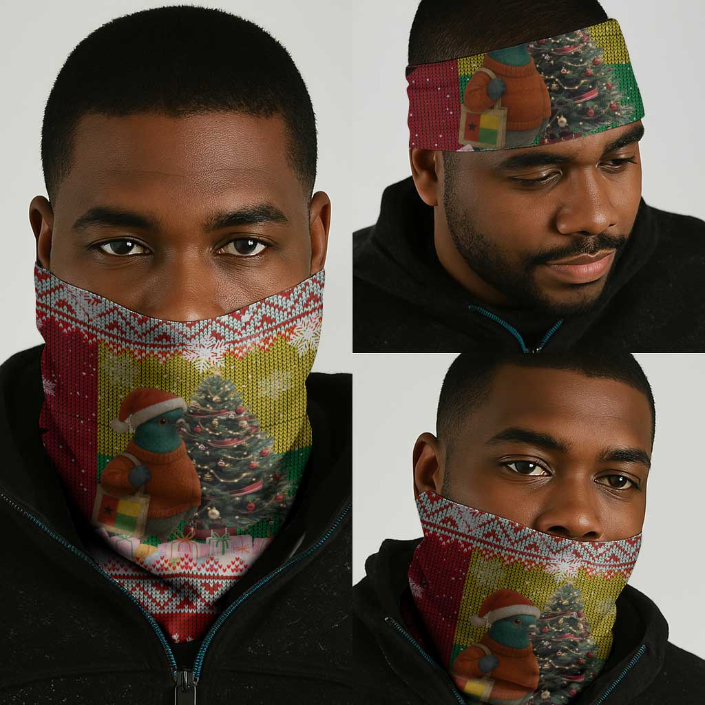 Guinea Bissau Christmas Neck Gaiter Santa Penguin Christmas Tree and Snowflake - African Pride