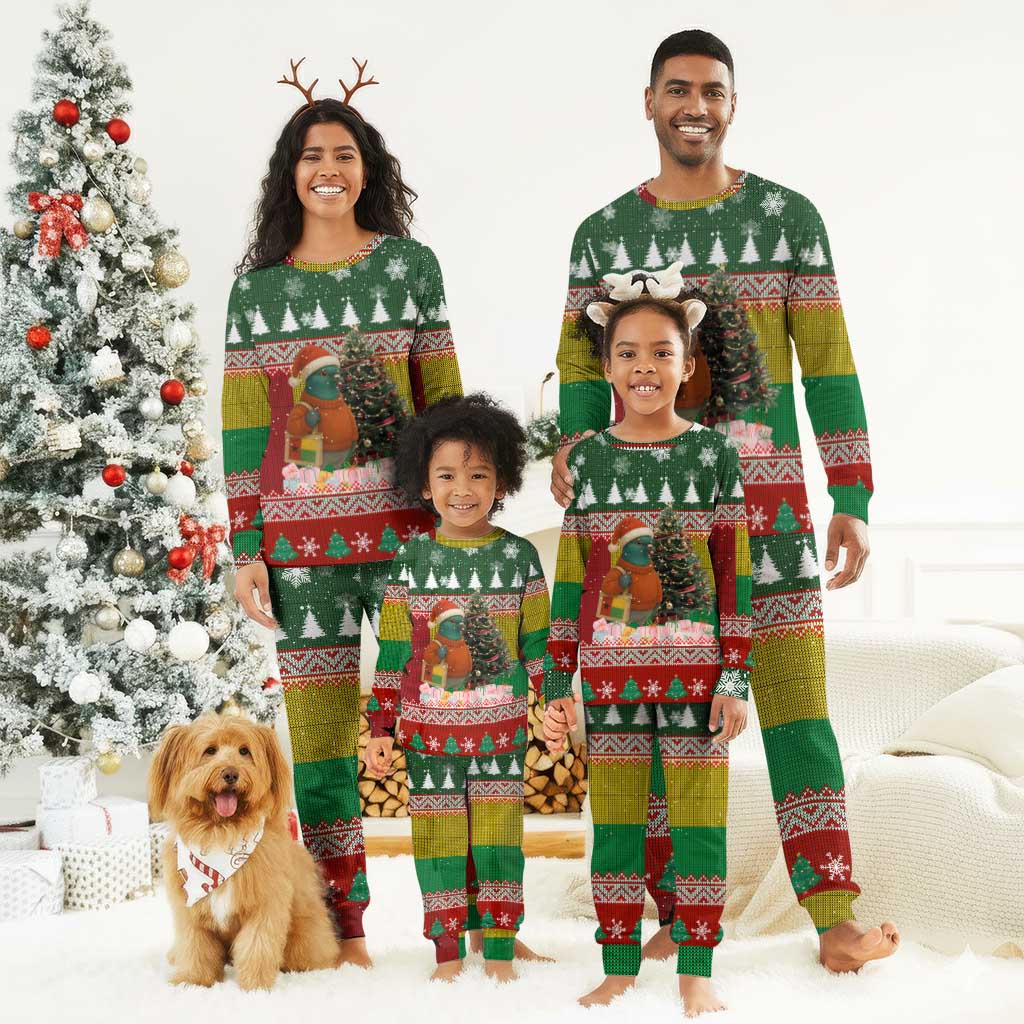 Guinea Bissau Christmas Pajama Set Santa Penguin Christmas Tree and Snowflake - African Pride
