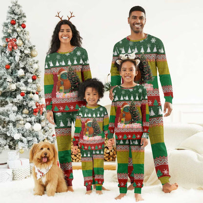 Guinea Bissau Christmas Pajama Set Santa Penguin Christmas Tree and Snowflake - African Pride