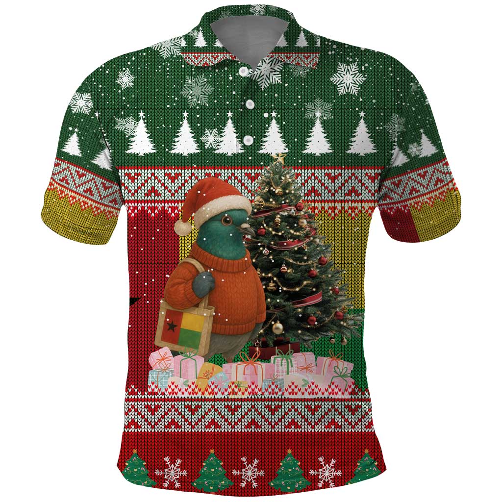 Guinea Bissau Christmas Polo Shirt Santa Penguin Christmas Tree and Snowflake - African Pride
