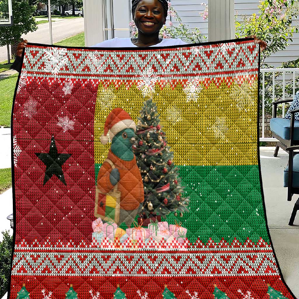 Guinea Bissau Christmas Quilt Santa Penguin Christmas Tree and Snowflake - African Pride
