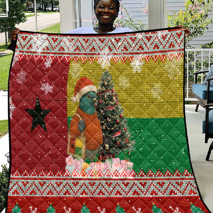 Guinea Bissau Christmas Quilt Santa Penguin Christmas Tree and Snowflake - African Pride