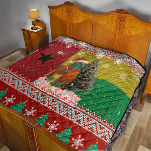Guinea Bissau Christmas Quilt Santa Penguin Christmas Tree and Snowflake - African Pride