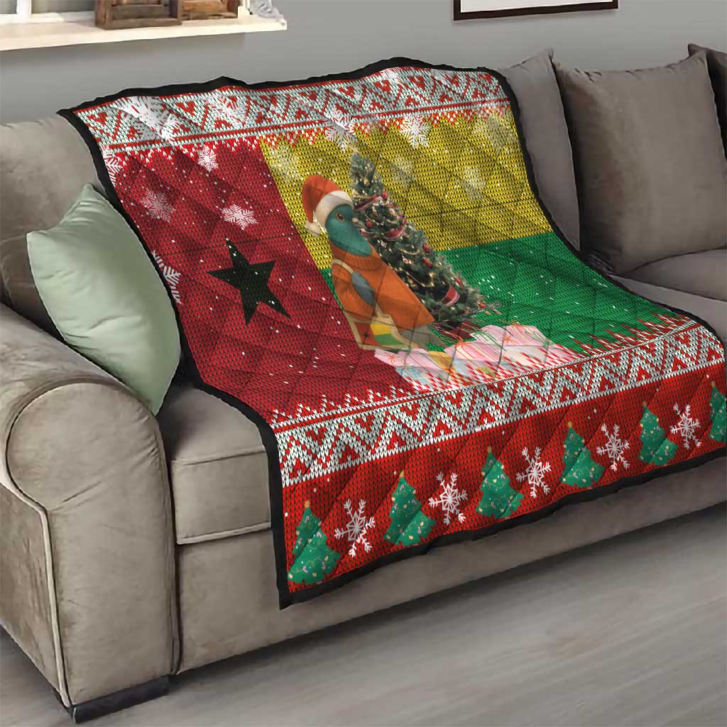 Guinea Bissau Christmas Quilt Santa Penguin Christmas Tree and Snowflake - African Pride