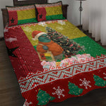 Guinea Bissau Christmas Quilt Bed Set Santa Penguin Christmas Tree and Snowflake - African Pride
